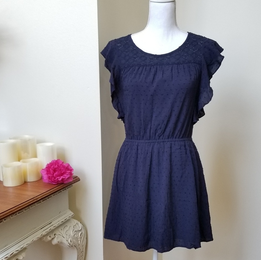 Aeropostale Flutter Sleeve Eyelet Midi Dress
